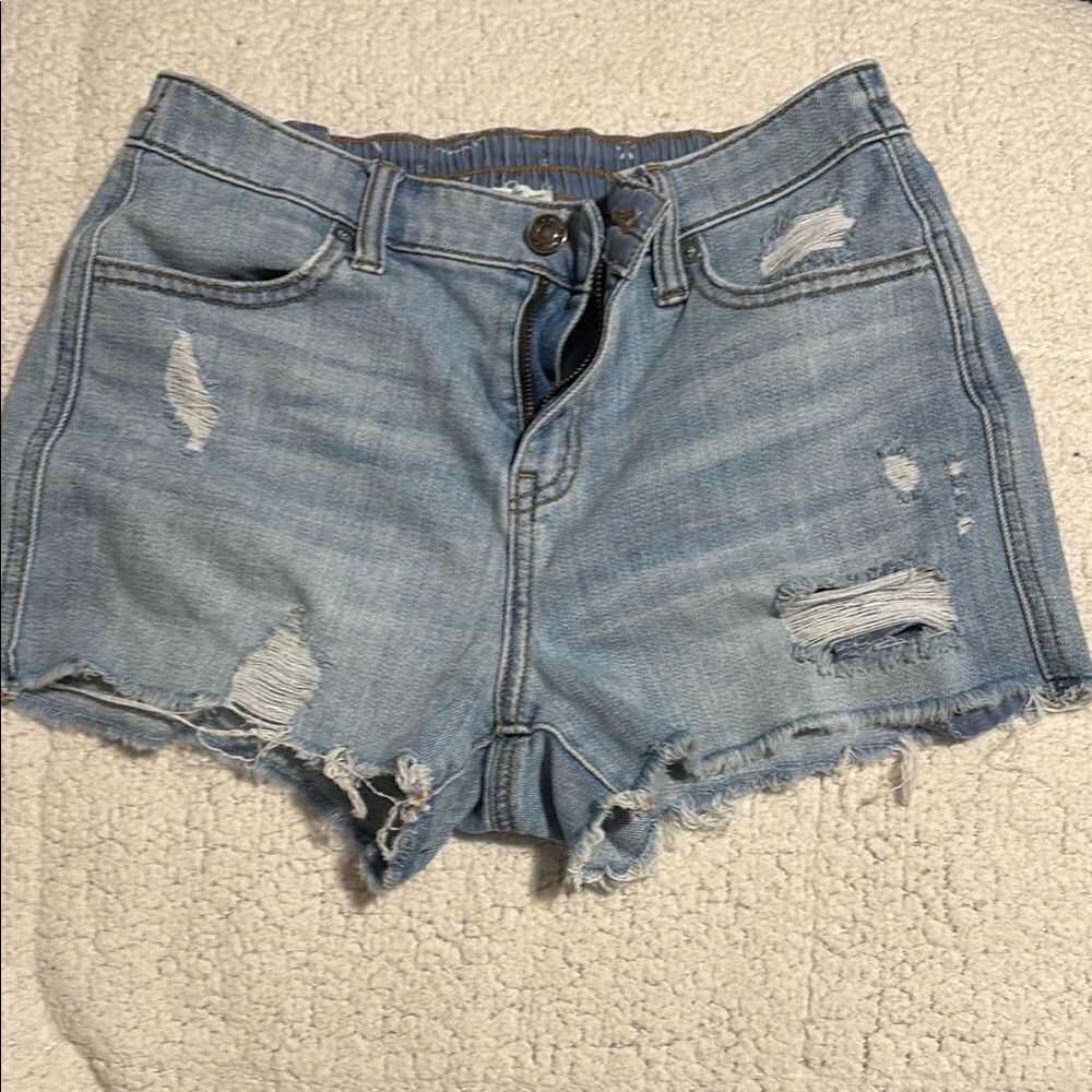 American Eagle Blue Jean Shorts High-Waisted Distressed